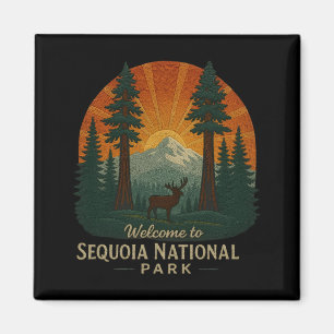 Aimant Bienvenue à la broderie Sequoia National USA Park