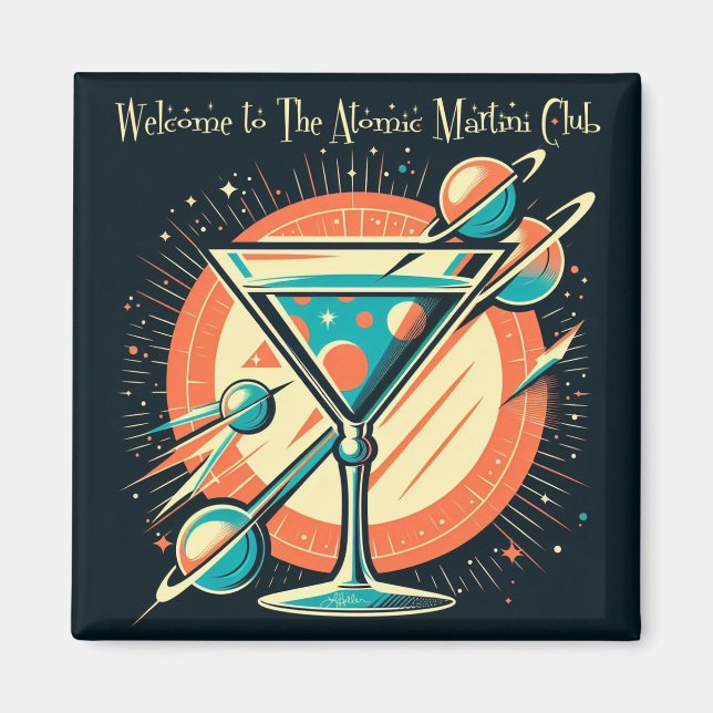 Aimant Bienvenue À L'Âge Spatiale Atomic Martini Club (Devant)