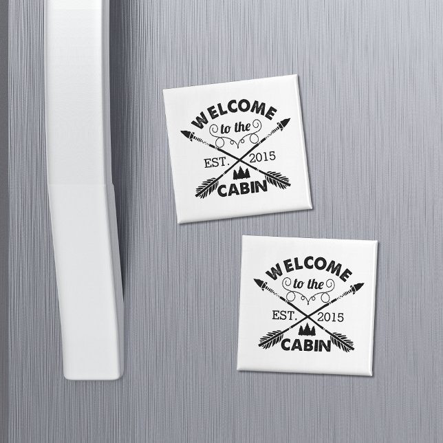 Aimant Bienvenue au Cabine | Flèches rustiques et arbre à (Créateur téléchargé)