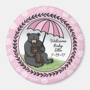 Aimant Bienvenue Baby Girl Mama Bear and Club Personnalis