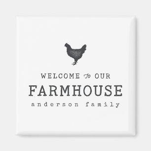 Aimant Bienvenue dans notre ferme Pays Poulet rustique