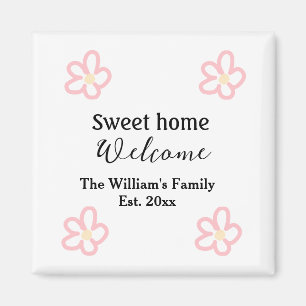 Aimant Bienvenue douce maison ajouter nom de famille anné