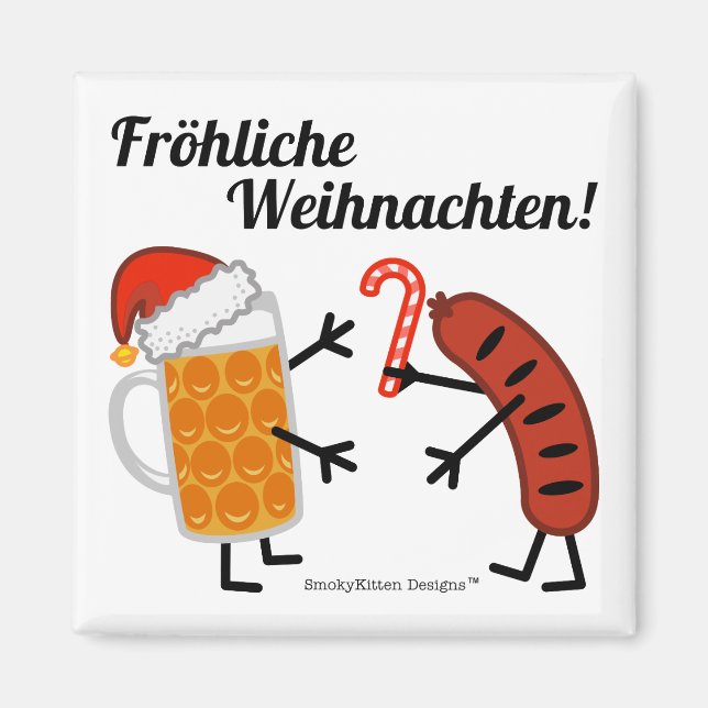 Aimant Bière & Bratwurst - Fröhliche Weihnachten! (Devant)