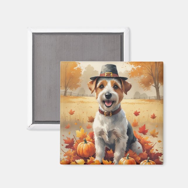 Aimant Biewer Terrier À L'Automne Laisse L'Art Thanksgivi (Recto/Verso)