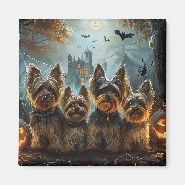 Aimant Biewer Terrier Halloween Night Doggy Délice (Devant)