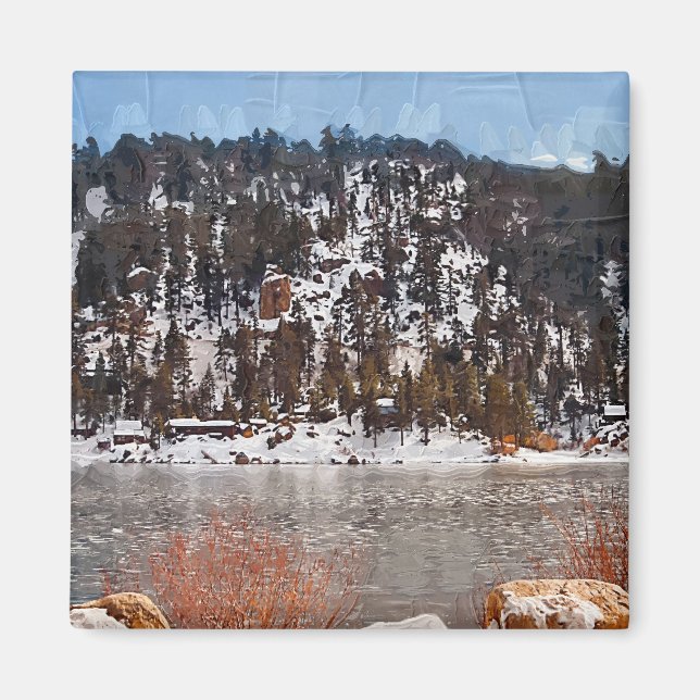 Aimant Big Bear Lake, Neige d'hiver (Devant)