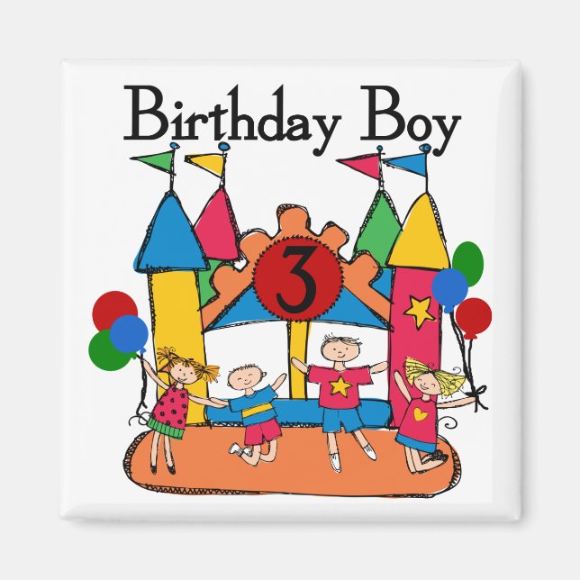 Aimant Big Bounce Boy 3e anniversaire T-shirts et cadeaux (Devant)