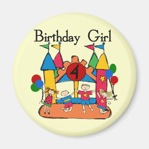 Aimant Big Bounce Girl 4th Birthday T-shirts et cadeaux