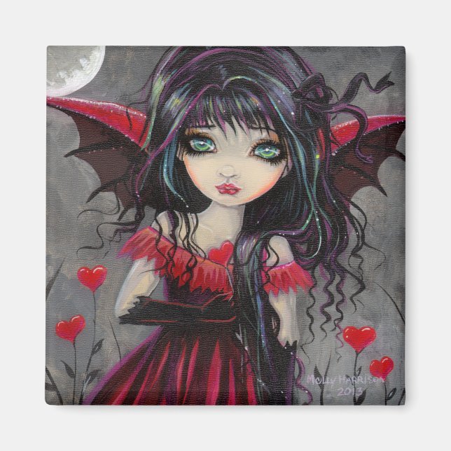 Aimant Big Eye mignonne Coeur Rouge Gothique Vampire Fair (Devant)