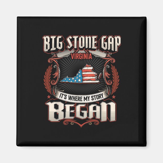 Aimant Big Stone Gap Virginia Usa Drapeau 4 juillet (Devant)