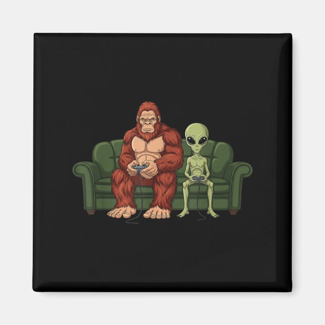 Aimant Bigfoot Alien Video Games Gaming Sasquatch Ufo Men (Devant)
