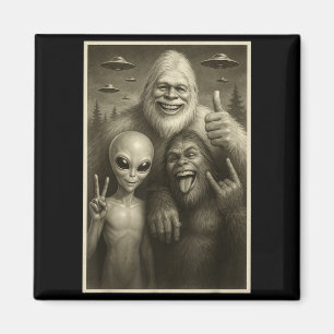 Aimant Bigfoot drôle, extraterrestre et Yéti Sasquatch Ro