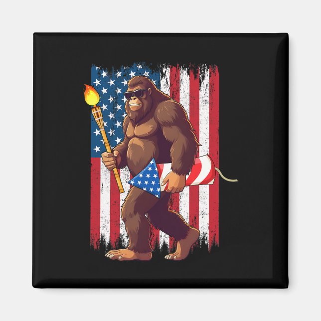 Aimant Bigfoot Fireworks 4 juillet Sasquatch American U (Devant)