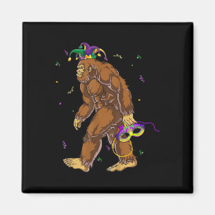 Aimant Bigfoot Mardi Gras Carnaval Sasquatch Drôle Hommes