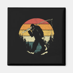 Aimant Bigfoot Pêche Funny Sasquatch Poisson Sunset 80s B