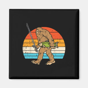 Aimant Bigfoot Sasquatch Pêche Retro Pêcheur Hommes Femme