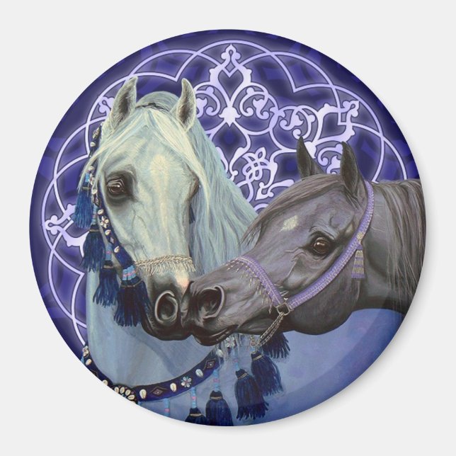 Aimant Bijoux du désert Chevaux arabes autour de l'aimant (Devant)