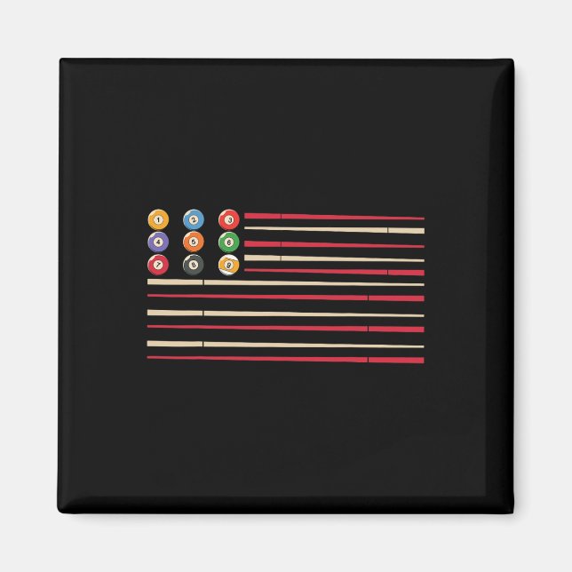 Aimant Billiard Player Us Flag Pool Snooker (Devant)