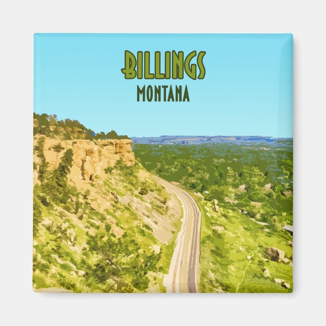 Aimant Billings Montana Rim Rocks Vintage (Devant)