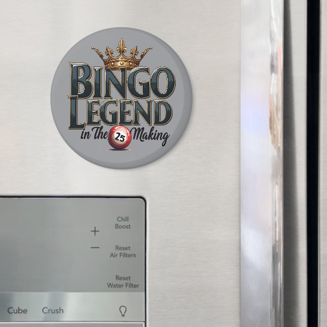 Aimant Bingo Légende couronnée dans la typographie rétro  (In situ (réfrigérateur))