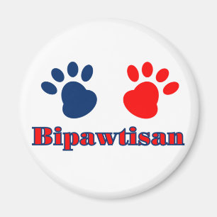 Aimant Bipawtisan Drôle Chien pattes dans le bleu rouge p