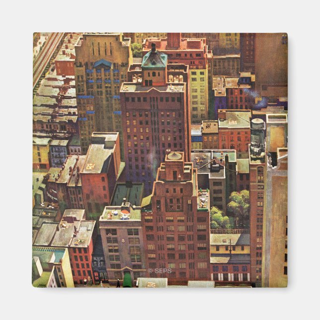 Aimant Bird's-Eye View of New York by John Falter (Devant)
