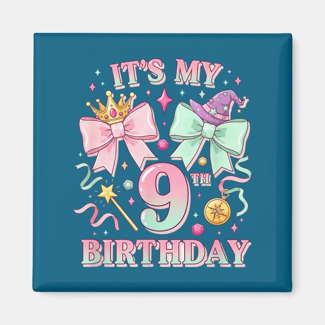 Aimant Birthday It's My 9th Birthday Cute Magical Princes (Devant)