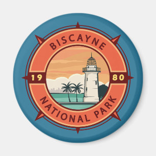 Aimant Biscayne National Park Retro Compass Emblem