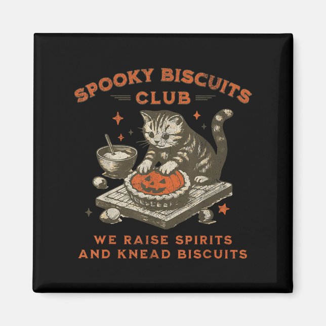 Aimant Biscuits Club éffrayant Chat, Biscuits d'Halloween (Devant)