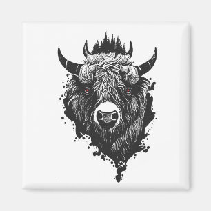 Aimant Bison de Buffalo Nature sauvage Illustration Art