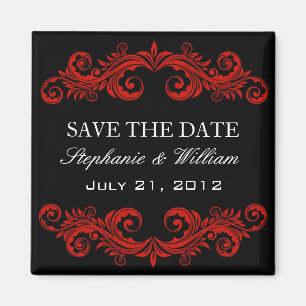 Aimant Black and Red Swirl Enregistrer l'aimant Date