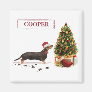 Aimant Black and Tan Dachshund Funny Christmas Dog
