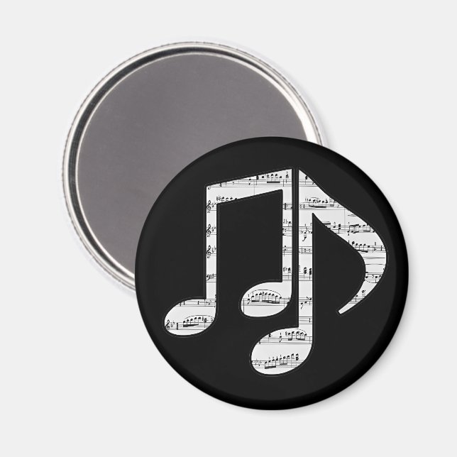 Aimant Black and White Music Notes (Recto/Verso)