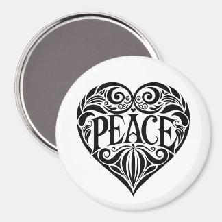 AIMANT BLACK AND WHITE PEACE HEART
