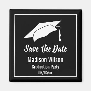 Aimant Black and White Save the Date Graduation Party