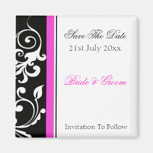 Aimant Black and White Swirl With Hot Pink Enregistrer la