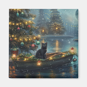 Aimant Black Cat Noël Festive Voyage