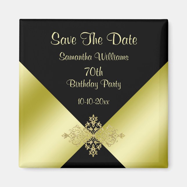 Aimant Black & Gold Elegance 70e anniversaire Enregistrer (Devant)