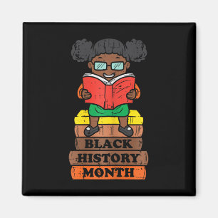 Aimant Black History Moth Girl Reading Book African Prid