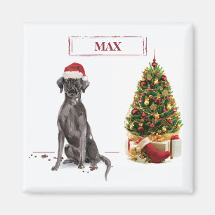 Aimant Black Lab Funny Chien de Noël et arbre