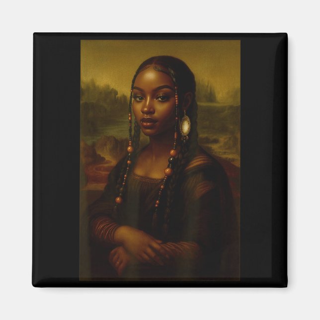 Aimant Black Mona Lisa Afro African American Melanin Blac (Devant)