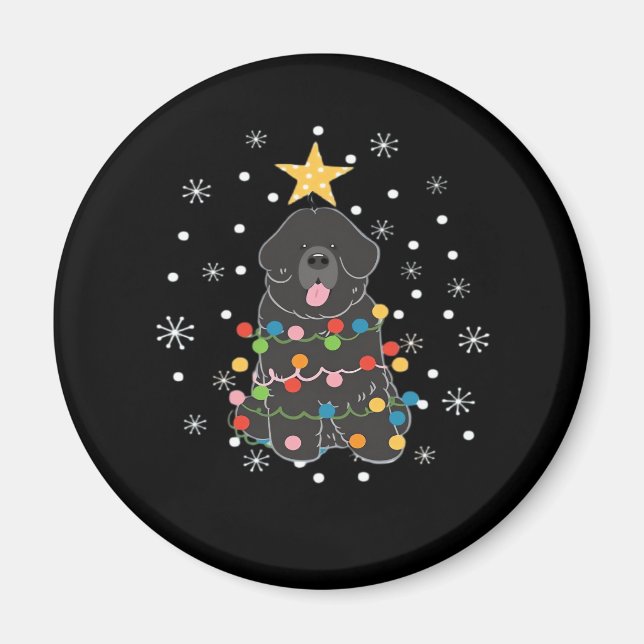 Aimant Black Newfie Newfoundland Dog Christmas Tree Class (Devant)