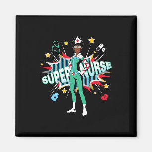 Aimant Black Nurs Rock Chemise Super Hero Funny Black Rn