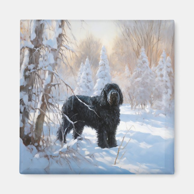 Aimant Black Russian Terrier Laisser neiger Noël (Devant)