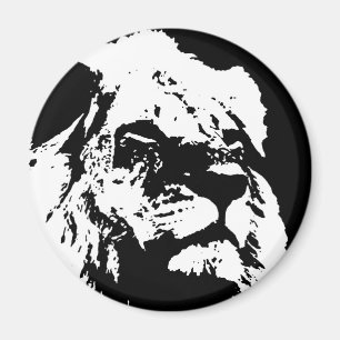 Aimant Black & white lion pop art