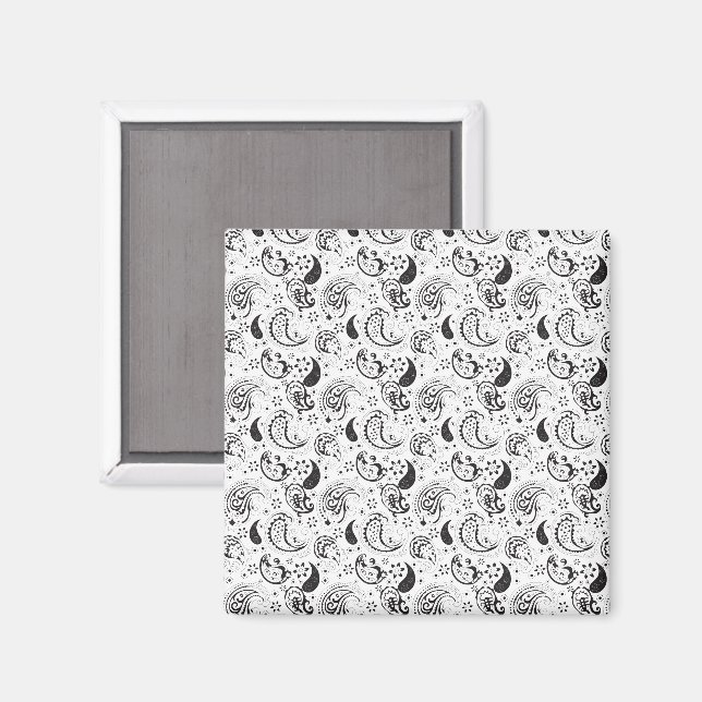 Aimant Black & White Paisley Pattern –Elegant Textile Art (Recto/Verso)