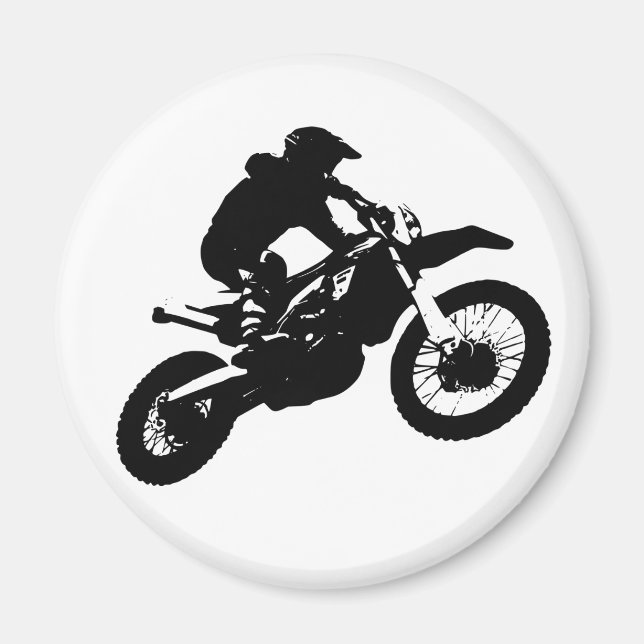 Aimant Black White Pop Art Motocross Motorcyle Sport (Devant)