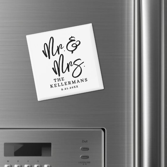 Aimant Black White Script Wedding Favor (Black White Script Wedding Favor Magnet )