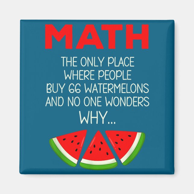 Aimant Blague de professeur de calcul de pastèque mathéma (Devant)