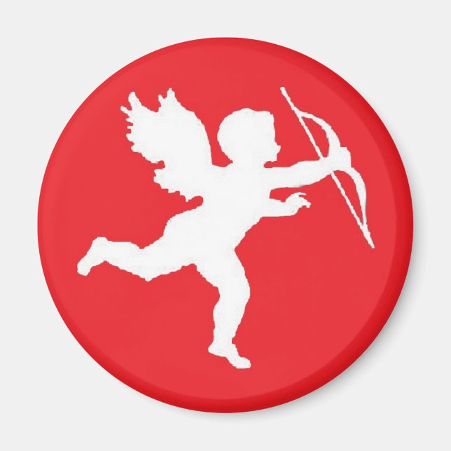 Aimant blanc cupide sur rouge (Devant)